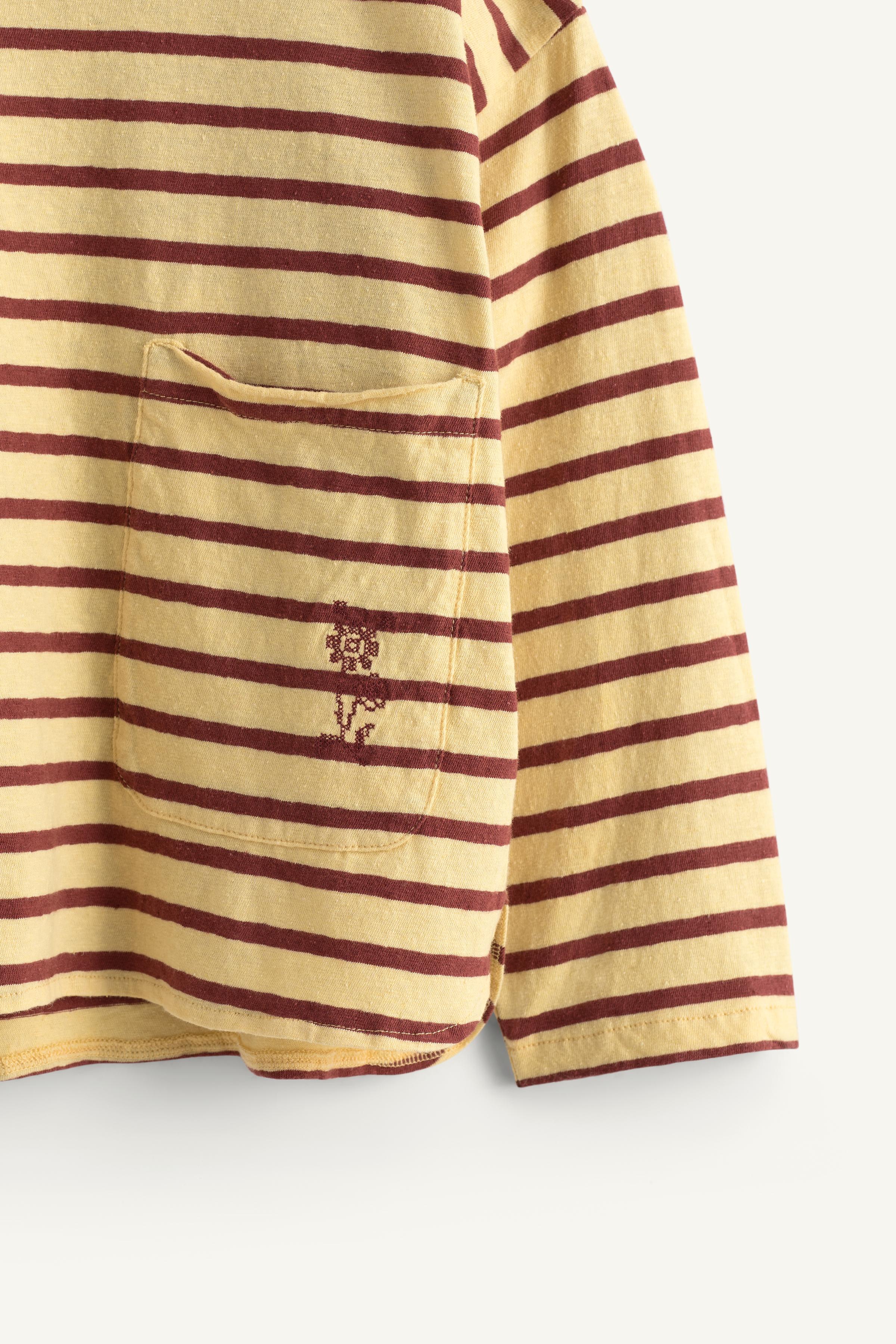 T-SHIRT À RAYURES FLEUR BRODÉE ÉDITION LIMITÉE
